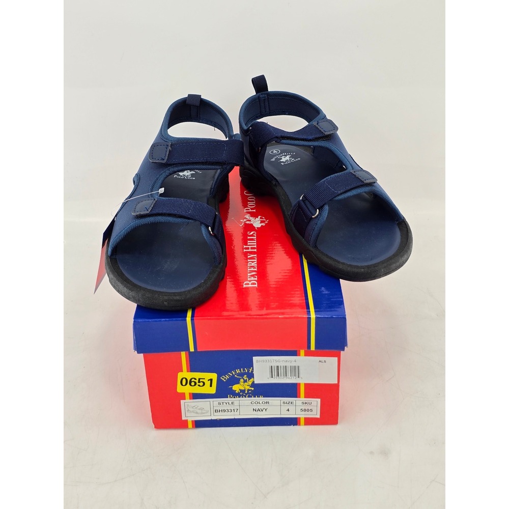 Beverly Hills Polo Club Sport Sandals Kids Size 4 Navy Blue BH93317 - NEW